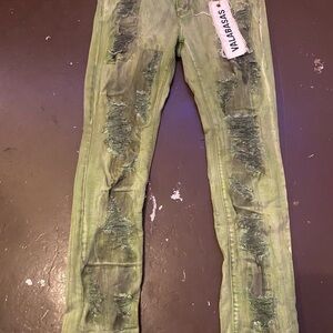 Green Distressed Men Jeans